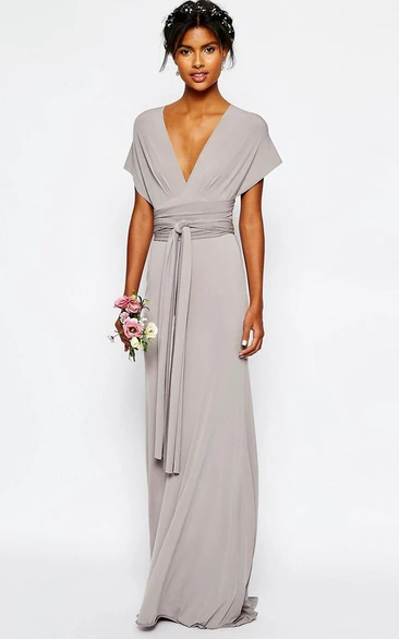 Convertible Short Grey Jersey Bridesmaid Dresses