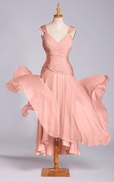 white christmas dresses Kaylani Graceful Scoop Ruched Floor Length Chiffon Bridesmaid Dresses, Navy Blue main image 0